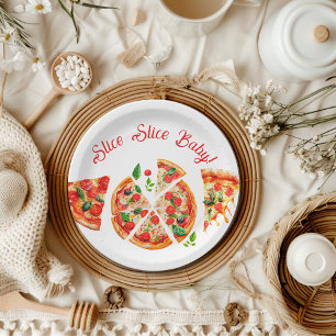 Assiettes En Carton Baby shower de tranche de pizza italienne moderne