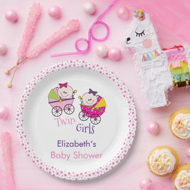 Assiettes En Carton Baby shower de transport Twin Girls (Fête)