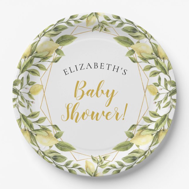 Assiettes En Carton Baby shower de verdure aux citrons (Devant)