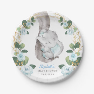 Assiettes En Carton Baby shower de verdure fleurie de l'Eléphant Bleu