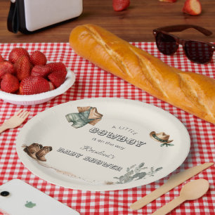 Assiettes En Carton Baby shower de vêtements Western Cowboy
