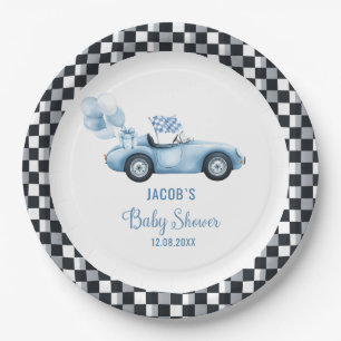 Assiettes En Carton Baby shower de voiture de course aquarelle