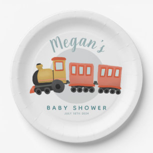 Assiettes En Carton Baby shower de voyage en train moderne Boys Cute