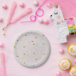 Assiettes En Carton Baby shower des abeilles de miel rose