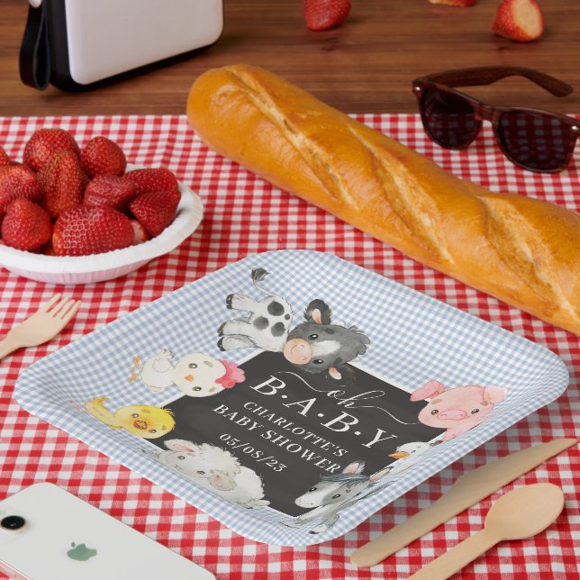 Assiettes En Carton Baby shower des animaux de ferme (Pique-nique)