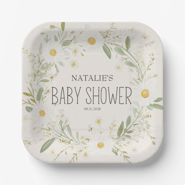 Assiettes En Carton Baby shower des animaux de ferme Meadow Friends (Recto)