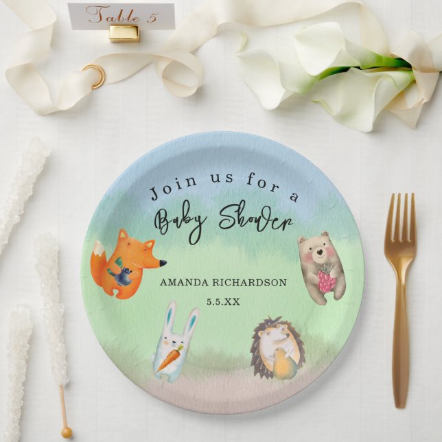 Assiettes En Carton Baby shower des animaux des bois (Mariage)