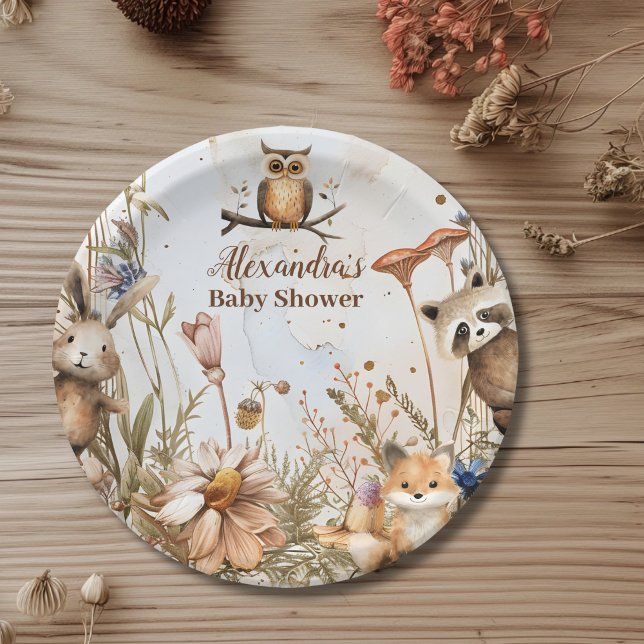 Assiettes En Carton Baby shower des animaux forestiers (Créateur téléchargé)