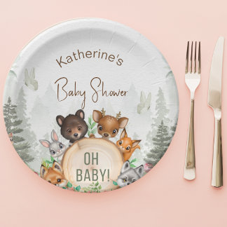 Assiettes En Carton Baby shower des animaux forestiers