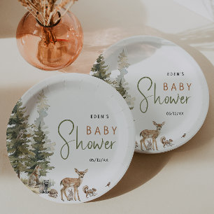 Assiettes En Carton Baby shower des animaux forestiers