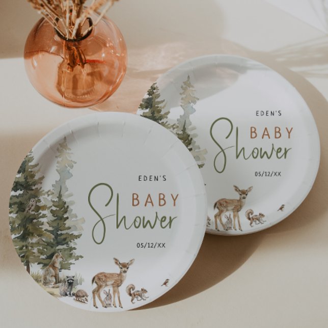 Assiettes En Carton Baby shower des animaux forestiers (Créateur téléchargé)