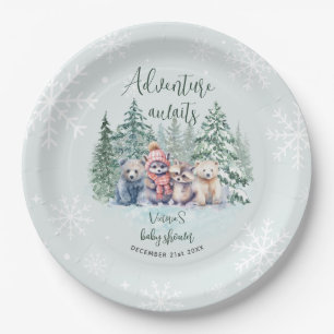 Assiettes En Carton Baby shower des animaux mignons d'hiver