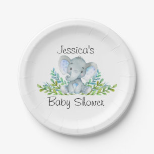 Assiettes En Carton Baby shower des éléphants, fête du premier anni