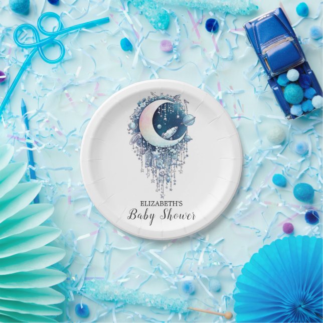Assiettes En Carton Baby shower des étoiles Nebula (Fête)