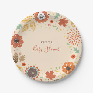Assiettes En Carton Baby shower des feuilles d'automne élégantes