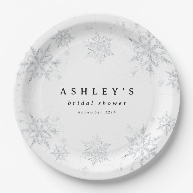 Assiettes En Carton Baby shower des flocons de neige (Devant)