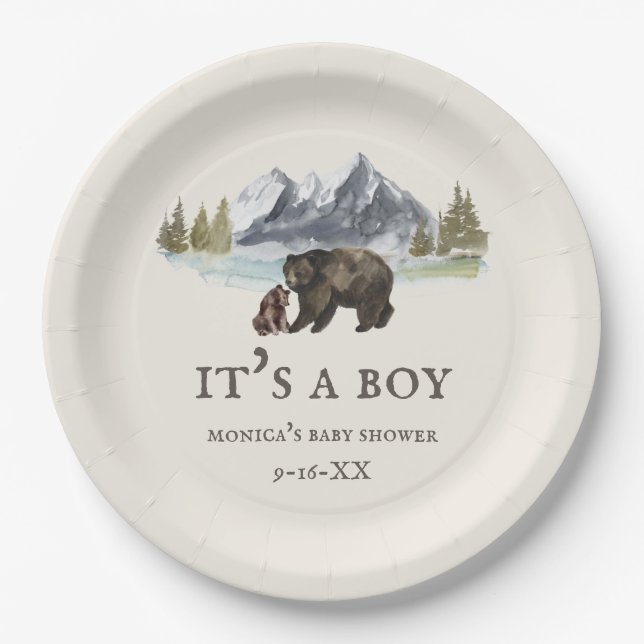 Assiettes En Carton Baby shower des monts Bears  (Devant)