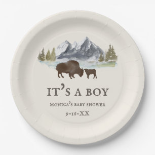 Assiettes En Carton Baby shower des monts Buffalo Bison