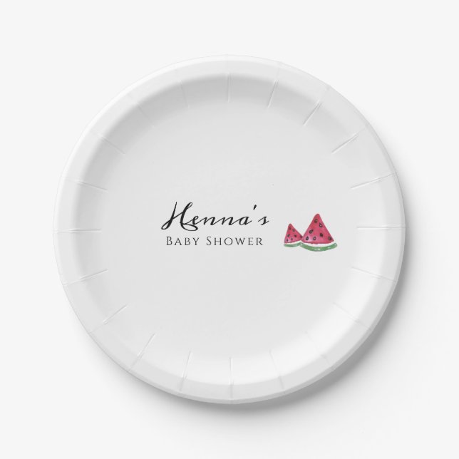 Assiettes En Carton Baby Shower d'été Pastèque  (Devant)