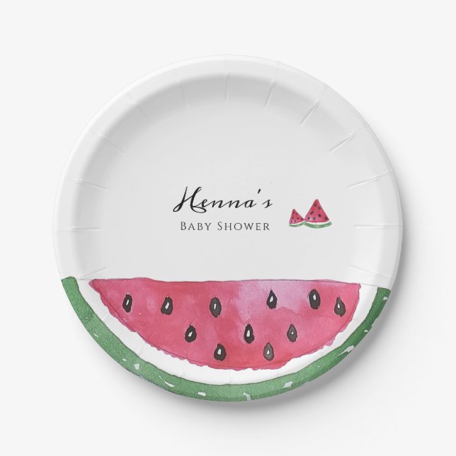 Assiettes En Carton Baby Shower d'été Pastèque  (Devant)