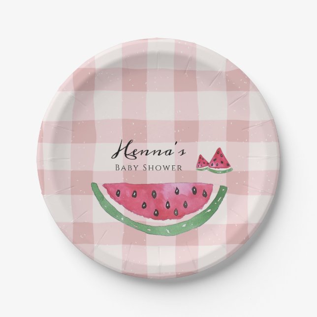 Assiettes En Carton Baby Shower d'été Pastèque  (Devant)