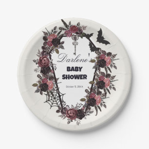 Assiettes En Carton Baby shower d'Halloween au café floral