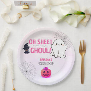 Assiettes En Carton Baby shower d'Halloween Pink Ghoul