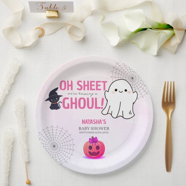 Assiettes En Carton Baby shower d'Halloween Pink Ghoul (Mariage)