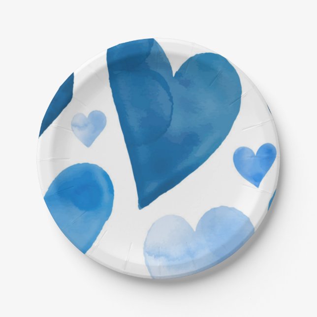 Assiettes En Carton Baby shower d'hiver Blue Hearts (Devant)
