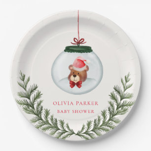 Assiettes En Carton Baby shower d'hiver de l'ours en peluche neutre se