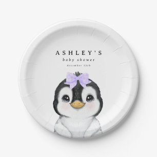 Assiettes En Carton Baby shower d'hiver de Pingouin mignon
