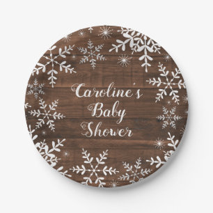 Assiettes En Carton Baby shower d'hiver Flammes de neige rustiques