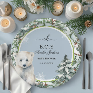 Assiettes En Carton baby shower d'hiver invitation à la douche bébé