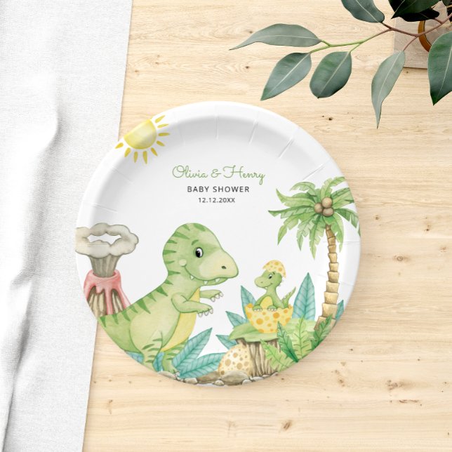 Assiettes En Carton Baby shower Dinosaur (Créateur téléchargé)