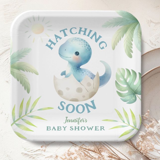 Assiettes En Carton Baby shower Dinosaur garçon Cute Dino (Créateur téléchargé)