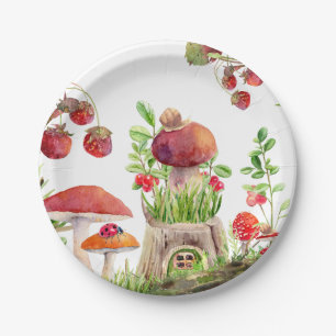 Assiettes En Carton Baby shower d'insectes des bois de champignon