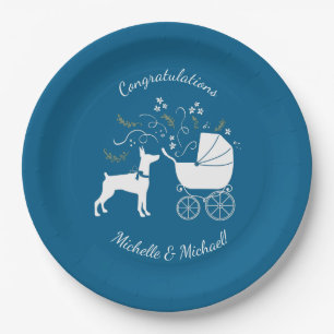 Assiettes En Carton Baby shower Dobermann Pinscher