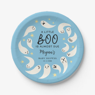 Assiettes En Carton Baby shower d'octobre Blue Little Boo