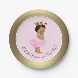 Assiettes En Carton Baby shower d'or rose