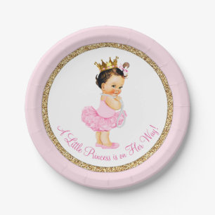 Assiettes En Carton Baby shower d'or rose Princesse Ballerina