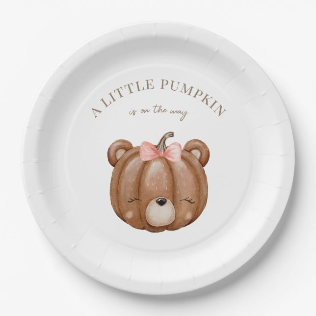 Assiettes En Carton Baby shower d'ours Citrouille (Devant)
