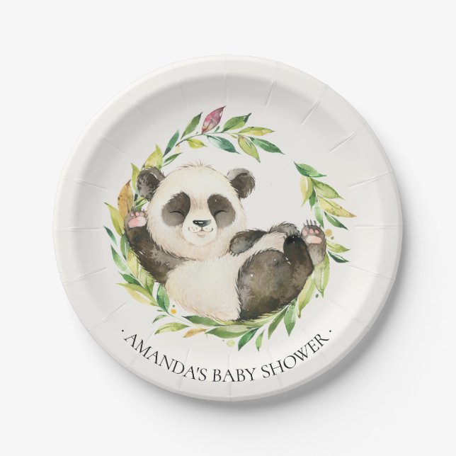 Assiettes En Carton Baby shower d'ours de panda sucré 7" (Devant)