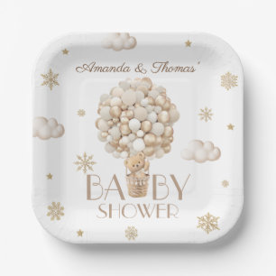 Assiettes En Carton Baby shower d'ours d'hiver moderne