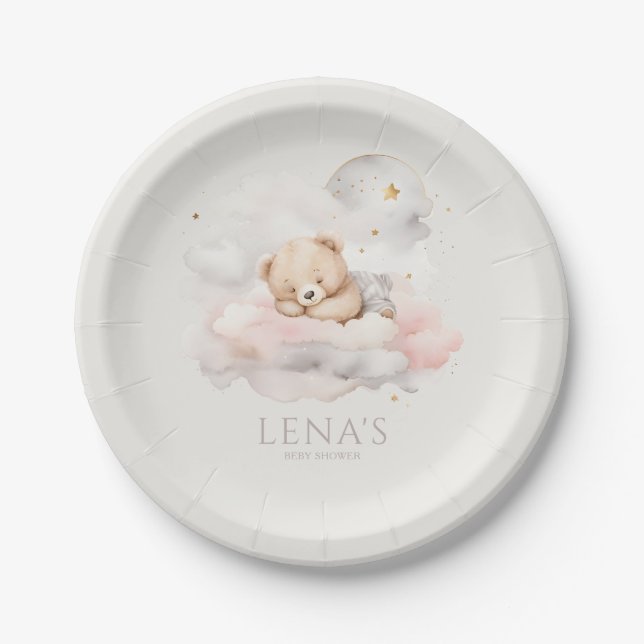 Assiettes En Carton Baby shower d'ours en peluche mignon (Devant)