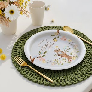 Assiettes En Carton Baby shower d'ours mignon en bois floral