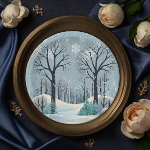 Assiettes En Carton Baby shower Dreamwood Winter Forest Snowflakes