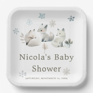 Assiettes En Carton Baby shower du loup arctique d'hiver