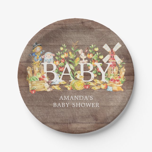 Assiettes En Carton Baby shower du marché agricole Plaque de 7 po (Devant)