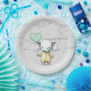 Assiettes En Carton Baby shower éléphant