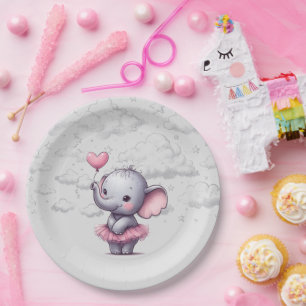 Assiettes En Carton Baby shower éléphant